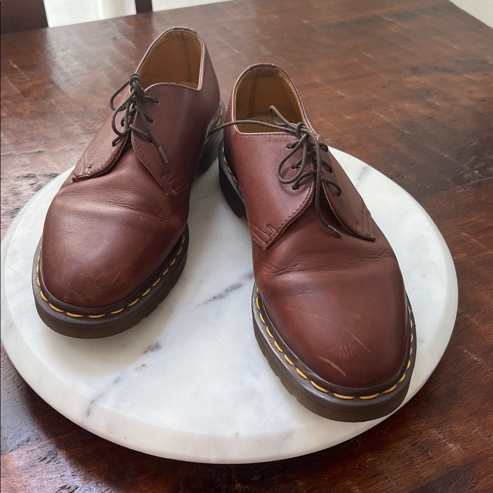 DR. MARTENS Made in England 1461 Leather Lace Up Oxfords Burnt Brown UK-8 / US-9